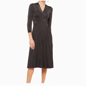 kate spade Metallic grey silver Wrap Sweater Dress size large nwot